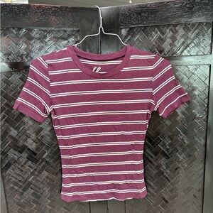 Charlotte Russe Burgundy and Cream Striped Top